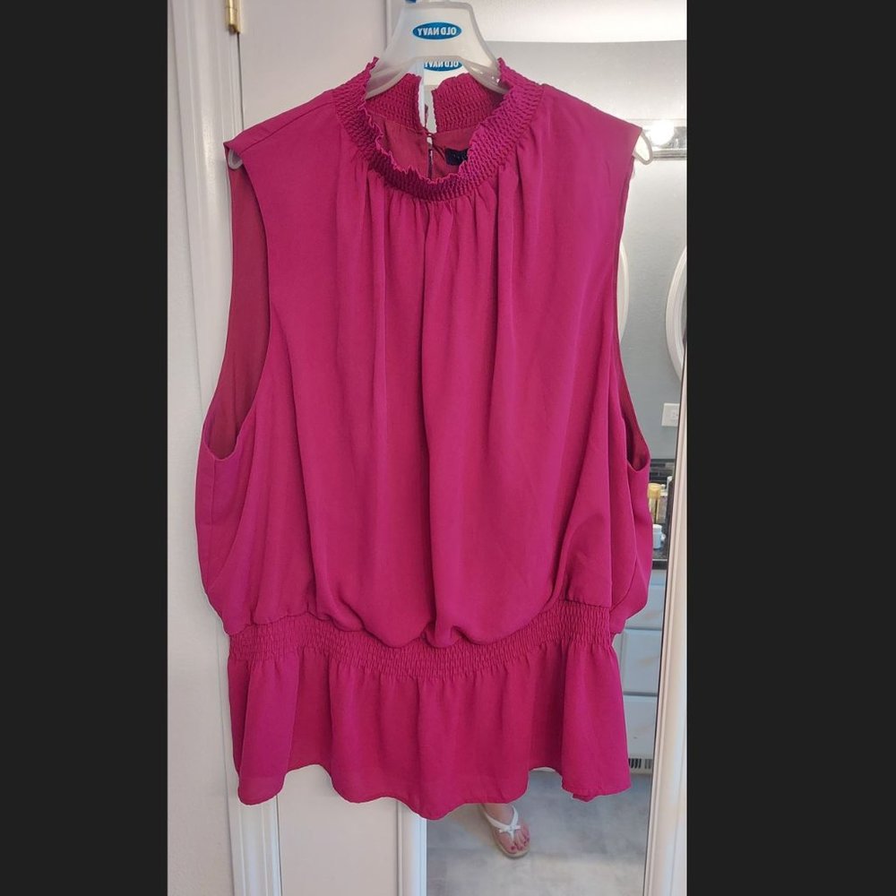 Limited Fuchsia Pink Peplum Blouse 3x